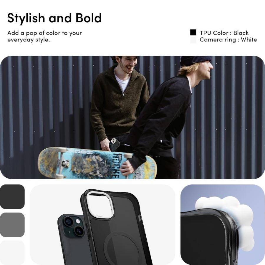 CYRILLbySpigen iPhone15 ケース MagSafe対応 半透明 ストラップホール付き Qi充電 ACS06826 ブラック｜open-clothes｜04