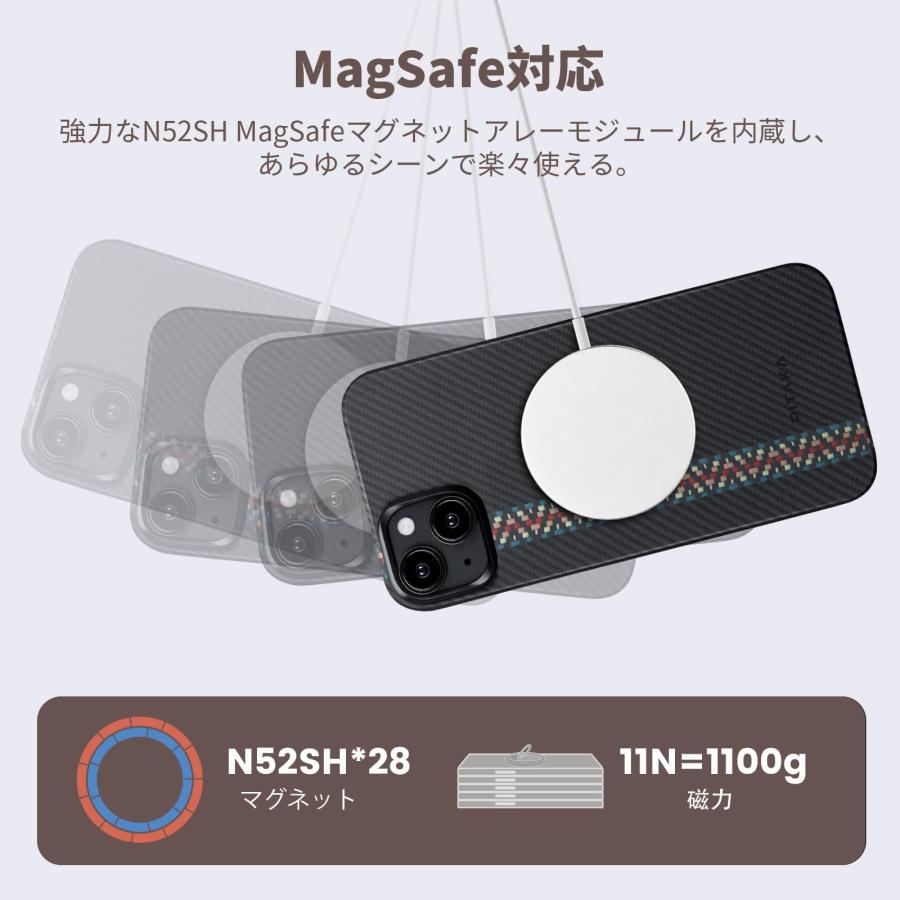 PITAKA iPhone15 ケース 浮織600Dアラミド繊維製 MagSafe対応 ワイヤレス充電対応 ラプソディー｜open-clothes｜06