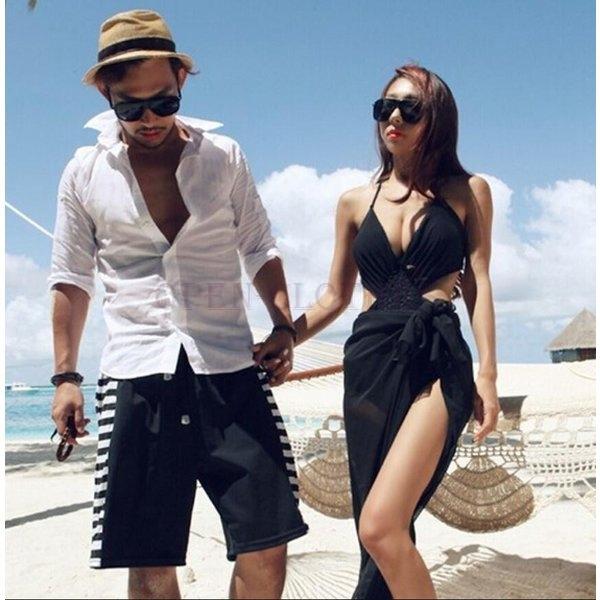 注目ブランド カップル水着ペアルックレディース2点セットビギニメンズサーフパンツビーチパンツボーダースイムウエア恋人夏休み男女2着 公式 Www Cepici Gouv Ci