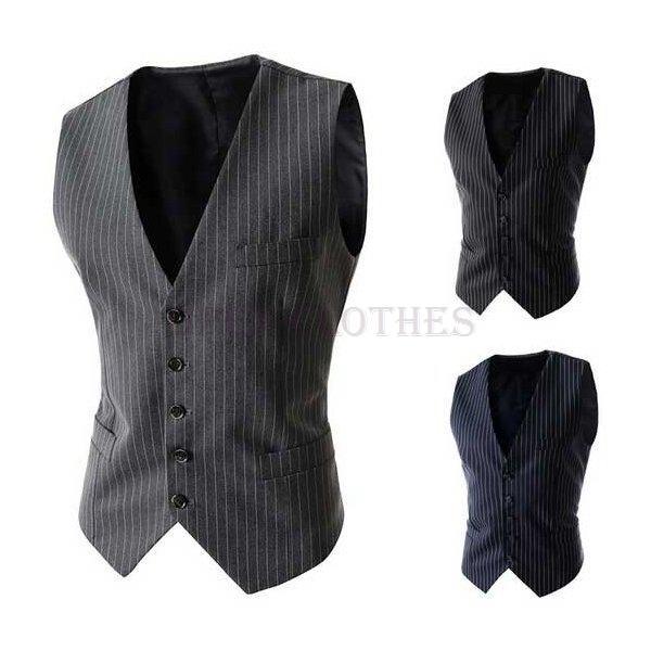 春秋冬用ストライプジレベスト男性用テーラードジレベストスーツベスト通勤ビジネスフォマールベスト袖なしチョッキマンズスーツ結婚式発表会披露宴 Sale