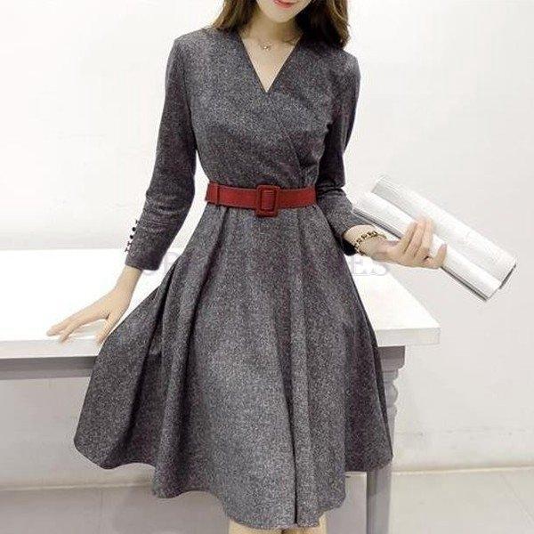 大幅値下 メール便ok 日本製 ワンピース通勤オフィスolきれいめカシュクールお呼ばれ無地袖付き膝丈aライン代30代40代50代ファッション 期間限定開催 Www Devondigitalimaging Co Uk