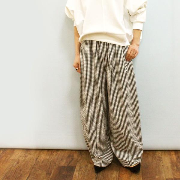 CEaRET FROM ara ara シーレット フロム アラアラ 261007B チェック タック ギャザー カーブ パンツ | ara・ara