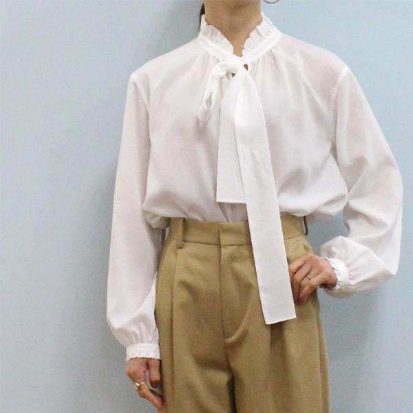 Ballsey ボールジー TOMORROWLAND トゥモローランド 11-01-51-01005 グロス アムンゼン フリルカラー リボン ブラウス | Ballsey