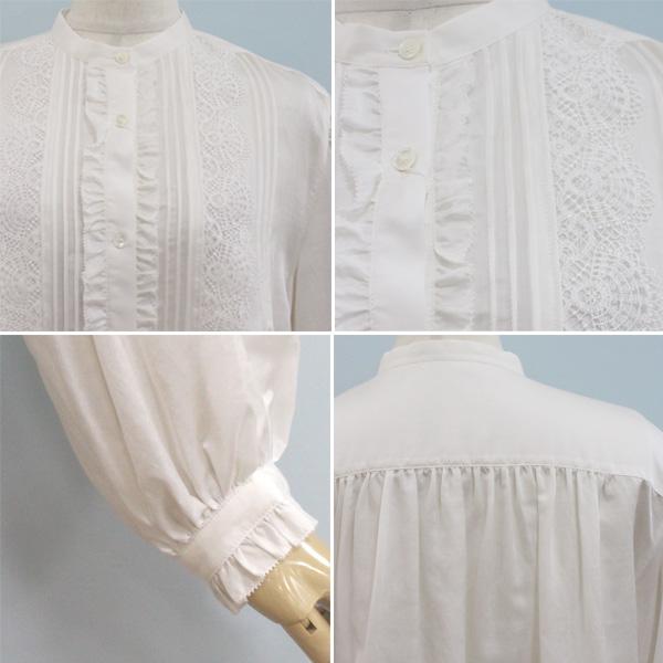 Ballsey ボールジー TOMORROWLAND トゥモローランド 11-01-61-01008 コットン シルク サテン タック ＆ レースブラウス | Ballsey | 04