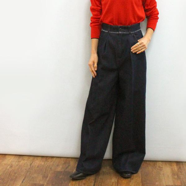 30％OFF MACPHEE マカフィー TOMORROWLAND トゥモローランド 12-04-54-04132 ハード ツイスト デニム ワイド パンツ | MACPHEE