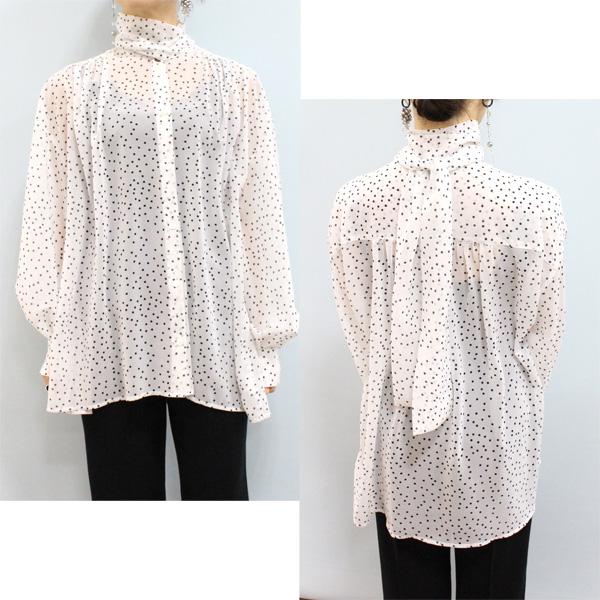 marie d'or マリードール 12405 シフォン ドット プリント ボウタイ ブラウス | MARIED'OR | 04