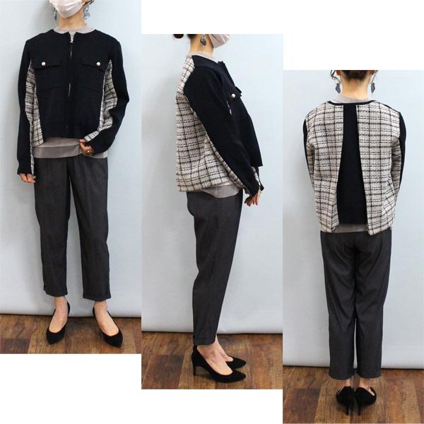 30％OFF MARECHAL TERRE マルシャルテル ZMT241JK011 ツィード コンビネーション ニット ブルゾン | MARECHAL TERRE | 01