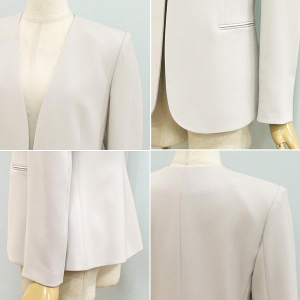 セオリー　ノーカラーレザージャケット　グレージュ　P セオリー ノーカラーレザージャケット グレージュ P セオリー ノー