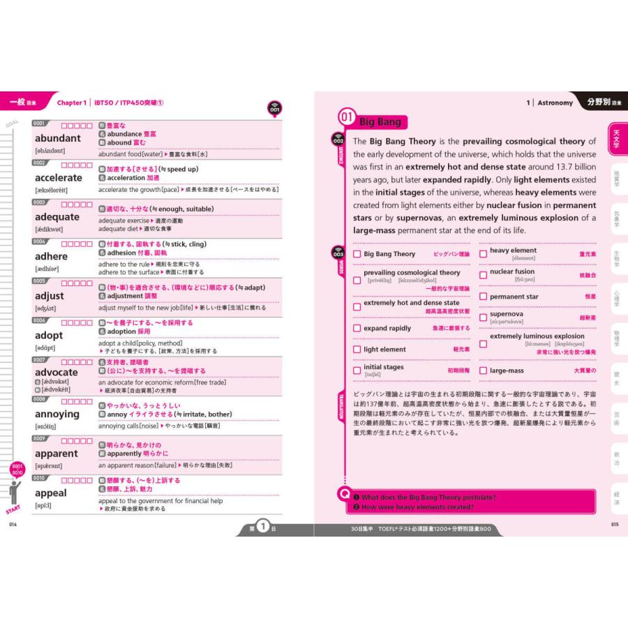 30日集中 TOEFL テスト 必須語彙1200+分野別語彙800 |  | 04