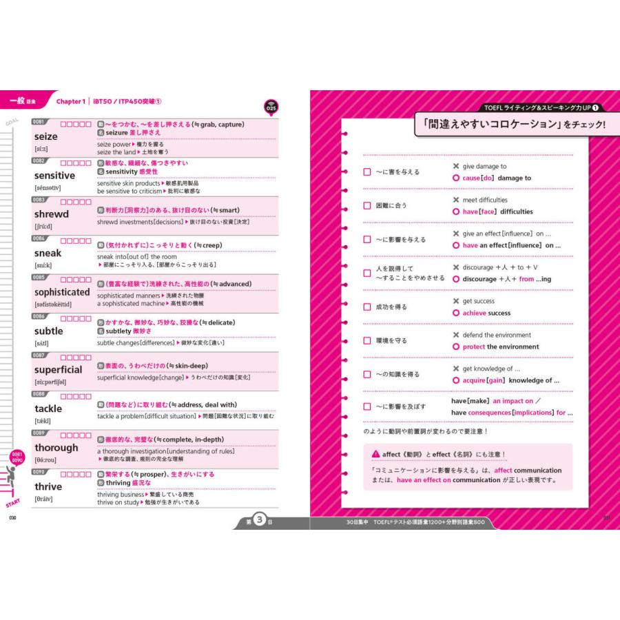 30日集中 TOEFL テスト 必須語彙1200+分野別語彙800 |  | 05