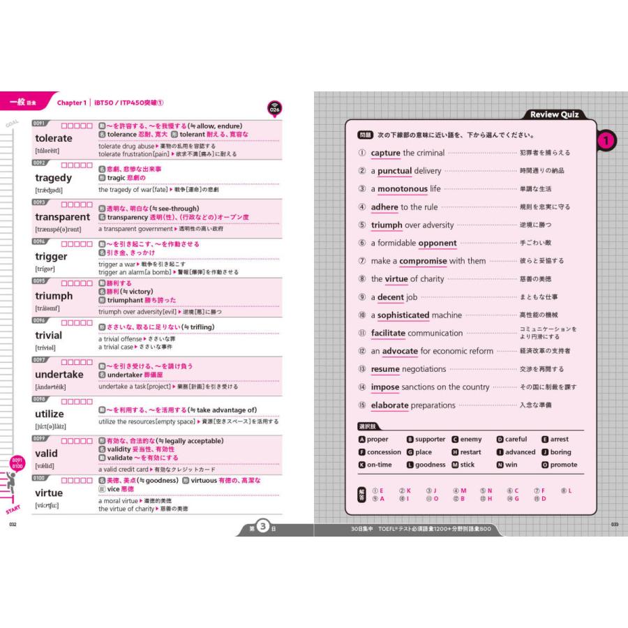 30日集中 TOEFL テスト 必須語彙1200+分野別語彙800 |  | 06