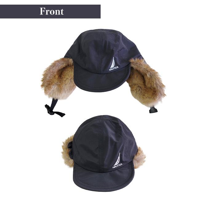 NAUTICA ノーティカ モコモコ ファー 帽子 イヤーフラップキャップ フライトキャップ　飛行帽 冬 ロゴ メンズ レディース あたたかい 黒 プレゼント | NAUTICA | 03