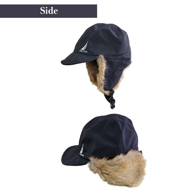 NAUTICA ノーティカ モコモコ ファー 帽子 イヤーフラップキャップ フライトキャップ　飛行帽 冬 ロゴ メンズ レディース あたたかい 黒 プレゼント | NAUTICA | 04
