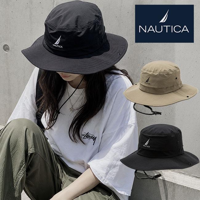 NAUTICA ノーティカ バケット ハット BUCKET HAT 帽子 メンズ レディース ユニセックス ストリート ノーチカ ギフト ナイロン バケハ ロゴ ベージュ ブラック | NAUTICA