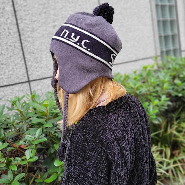 Schott NYC ショット ニット帽 冬 ニット 帽子 ビーニー イヤーフラップ ワンポイント ロゴ メンズ レディース N.Y.C アメカジ ボンボン 耳当て付き | Schott N.Y.C | 13