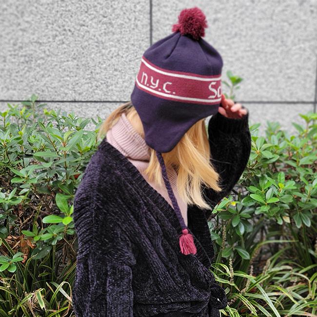 Schott NYC ショット ニット帽 冬 ニット 帽子 ビーニー イヤーフラップ ワンポイント ロゴ メンズ レディース N.Y.C アメカジ ボンボン 耳当て付き | Schott N.Y.C | 10