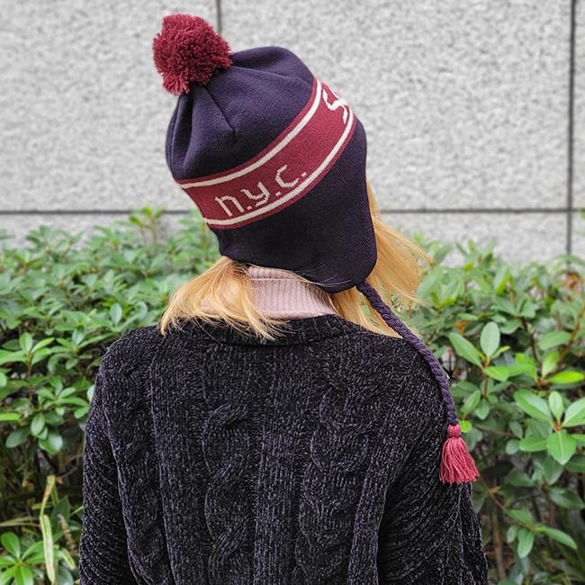 Schott NYC ショット ニット帽 冬 ニット 帽子 ビーニー イヤーフラップ ワンポイント ロゴ メンズ レディース N.Y.C アメカジ ボンボン 耳当て付き | Schott N.Y.C | 11