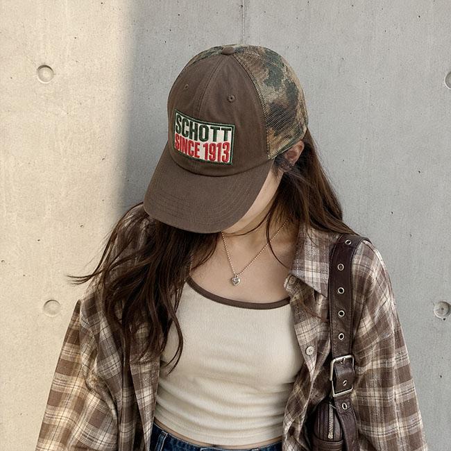 Schott NYC ショット ウォッシュド ワッペン メッシュキャップ コットン カモフラ柄 | Schott N.Y.C | 15