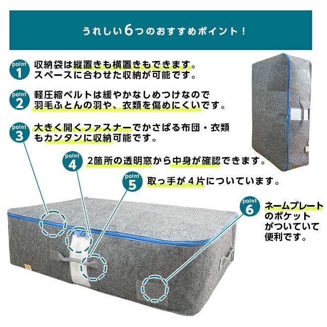 オーミケンシ 備長炭エアジョブ 収納袋 2枚セット 収納ボックス 布団