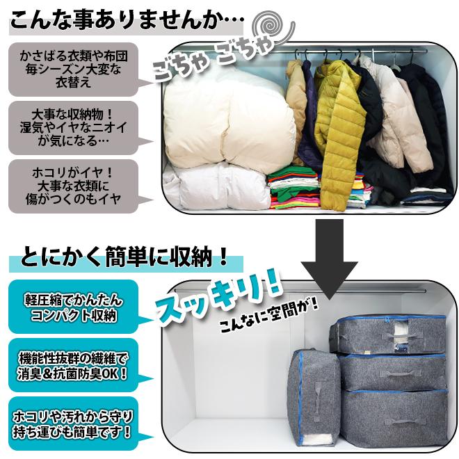 オーミケンシ 備長炭エアジョブ 収納袋 収納ボックス 布団 軽圧縮収納