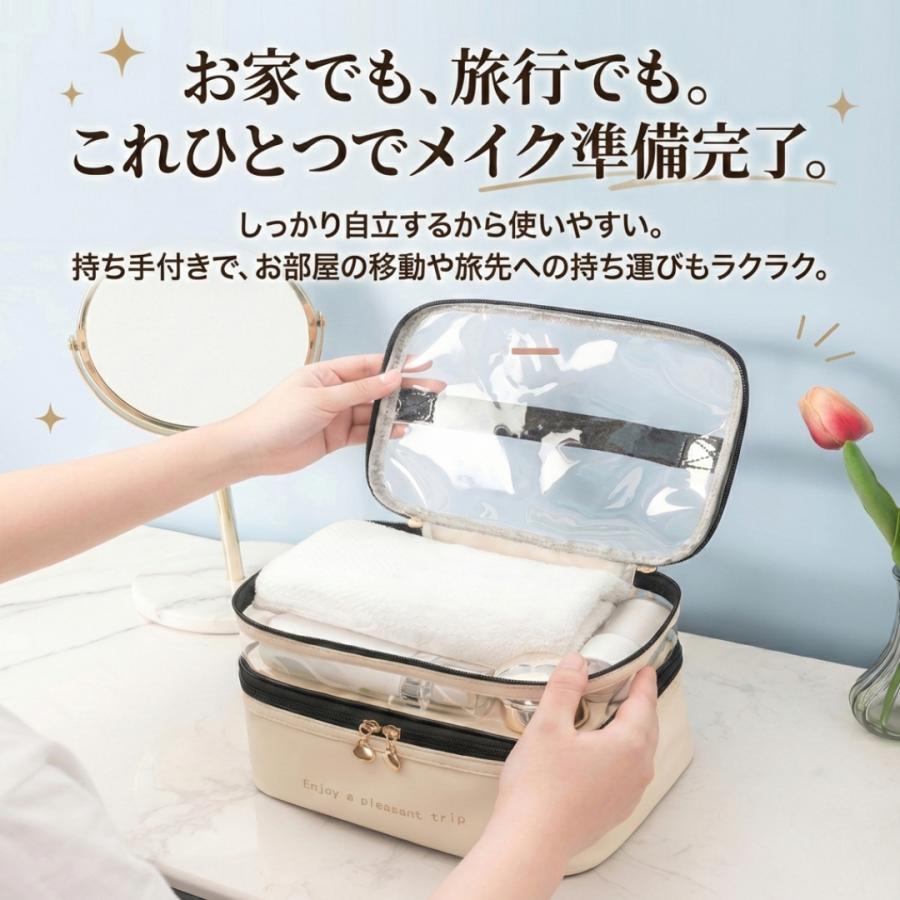 化粧ポーチ メイクポーチ バニティポーチ コスメポーチ 小物入れ メイクボックス 大容量 トラベルポーチ 自立 ブラシ入れ 大きめ 持ち運び クリア |  | 02