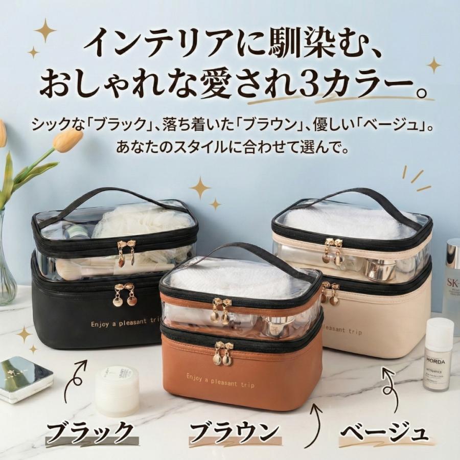 化粧ポーチ メイクポーチ バニティポーチ コスメポーチ 小物入れ メイクボックス 大容量 トラベルポーチ 自立 ブラシ入れ 大きめ 持ち運び クリア |  | 06