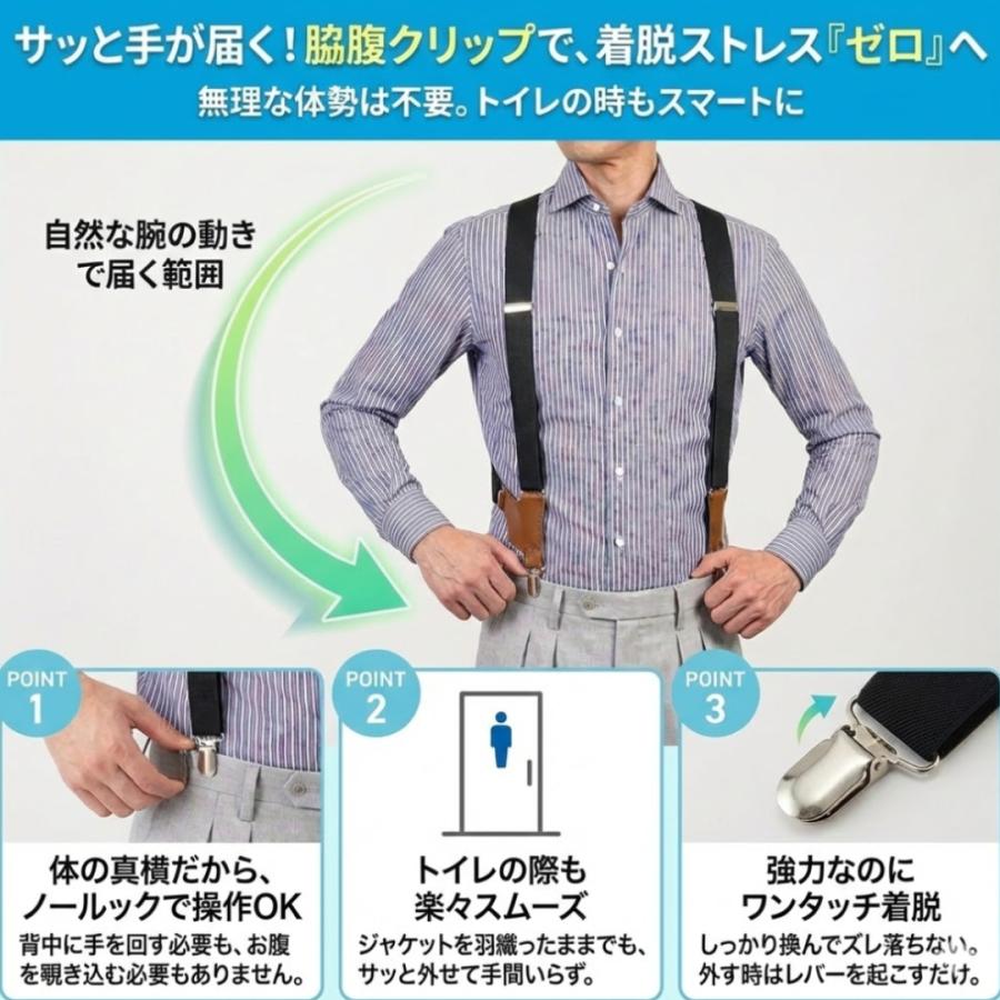 サスペンダー メンズ ホルスターサスペンダー 吊りバンド レディース スカート 幅広 レザー 金具 クリップ 男女兼用 ユニセックス おしゃれ シンプル | ブランド登録なし | 05