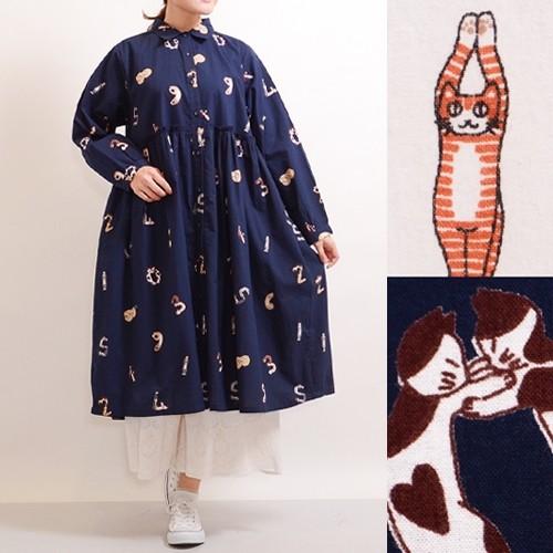 Fillil フィリル ねこ数字プリントウエストフリル切り替えワンピース N オフェーリア 通販 Yahoo ショッピング