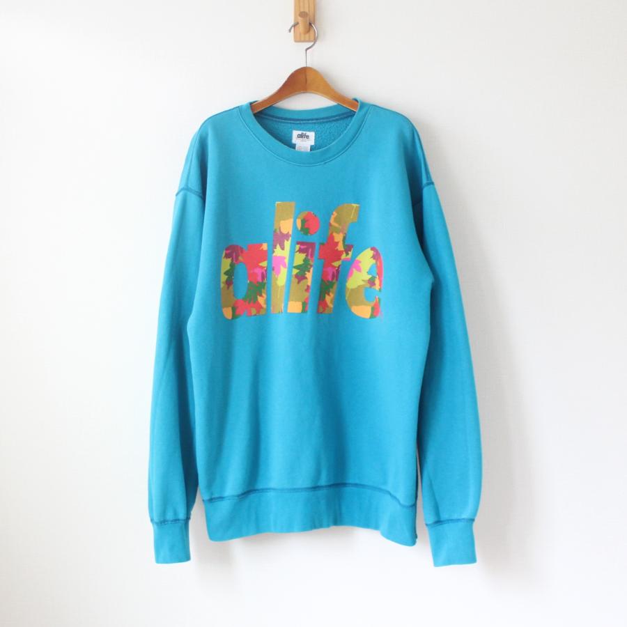 ALIFE alife エーライフ クルースウェット リーフカモ柄ロゴプリント 