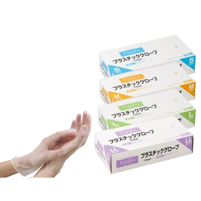 大黒工業　フレッシュプラス　プラスチックグローブ　レギュラー　Mサイズ　粉なし　100枚×30箱【取り寄せ商品・即納不可】 使い捨て手袋 フレッシュプラス プラスチックグローブ（レギュラー