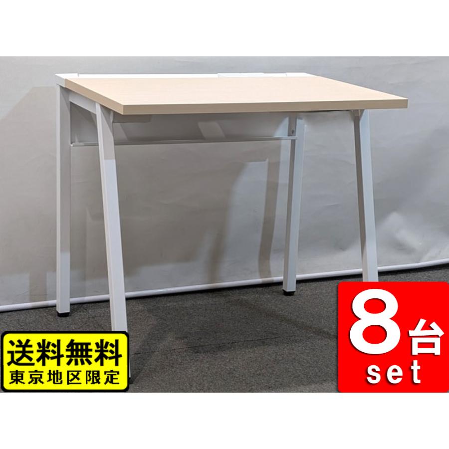 KOKUYO コクヨ　木製 デスク 机　学習机　勉強机　アンティーク KOKUYO（コクヨ） 平机 8台セット スクールデスク W800×D600 天板木目