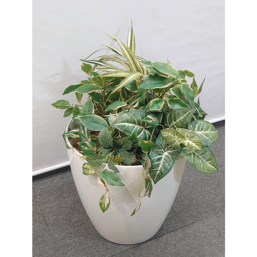 送料無料 寄せ植え ミックスグリーン 鉢付き オフィスグリーン 観葉植物 インテリアグリーン H650 人工観葉植物 中古の画像