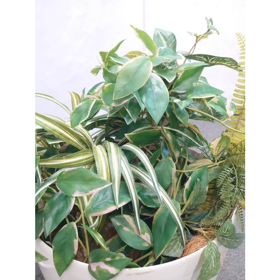 送料無料 寄せ植え ミックスグリーン 鉢付き オフィスグリーン 観葉植物 インテリアグリーン H650 人工観葉植物 中古の画像