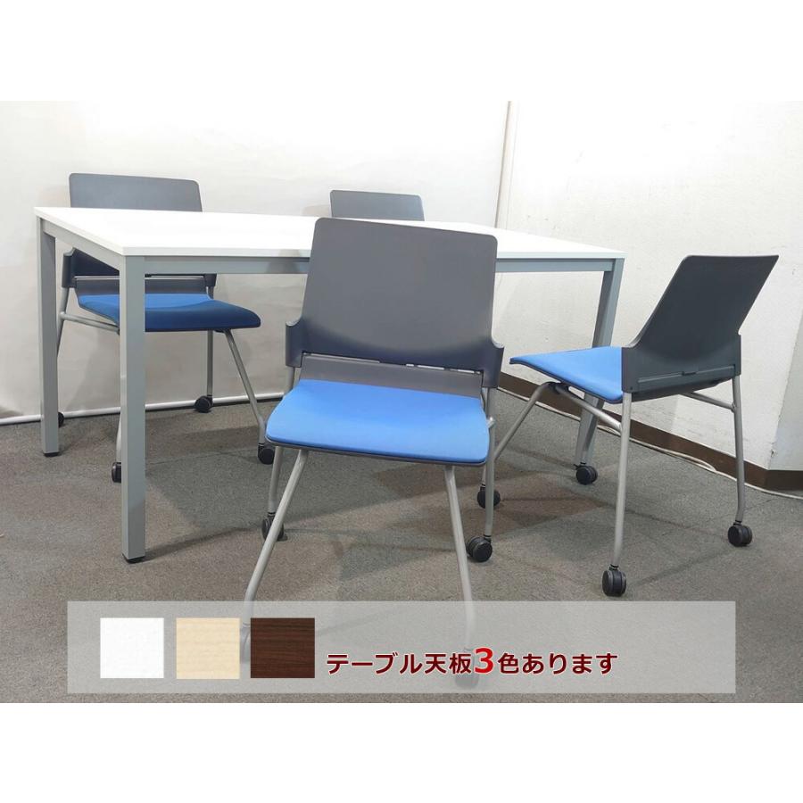 東京地区送料無料 ミーティングセット 4人用 テーブル３色あり W1500 D750 会議チェア キャスターチェア 中古_1