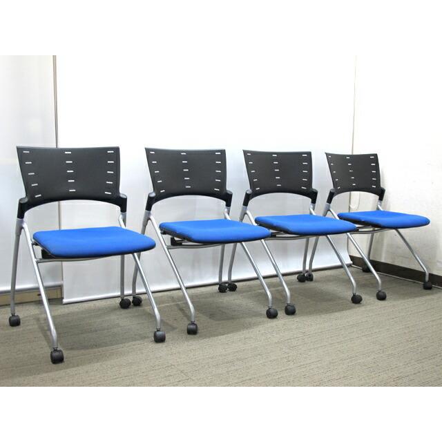 送料無料 地域限定 イトーキ マノス 会議チェア ミーティングチェア スタッキングチェア ネスティングチェア スタックチェア 中古