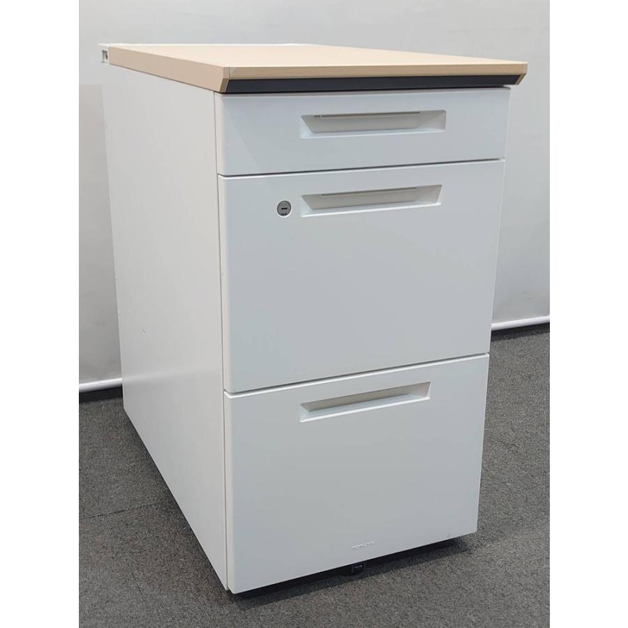 KOKUYO（コクヨ） 美品 脇机 3段 袖机 延長デスク ワゴン iS H720 カギ 