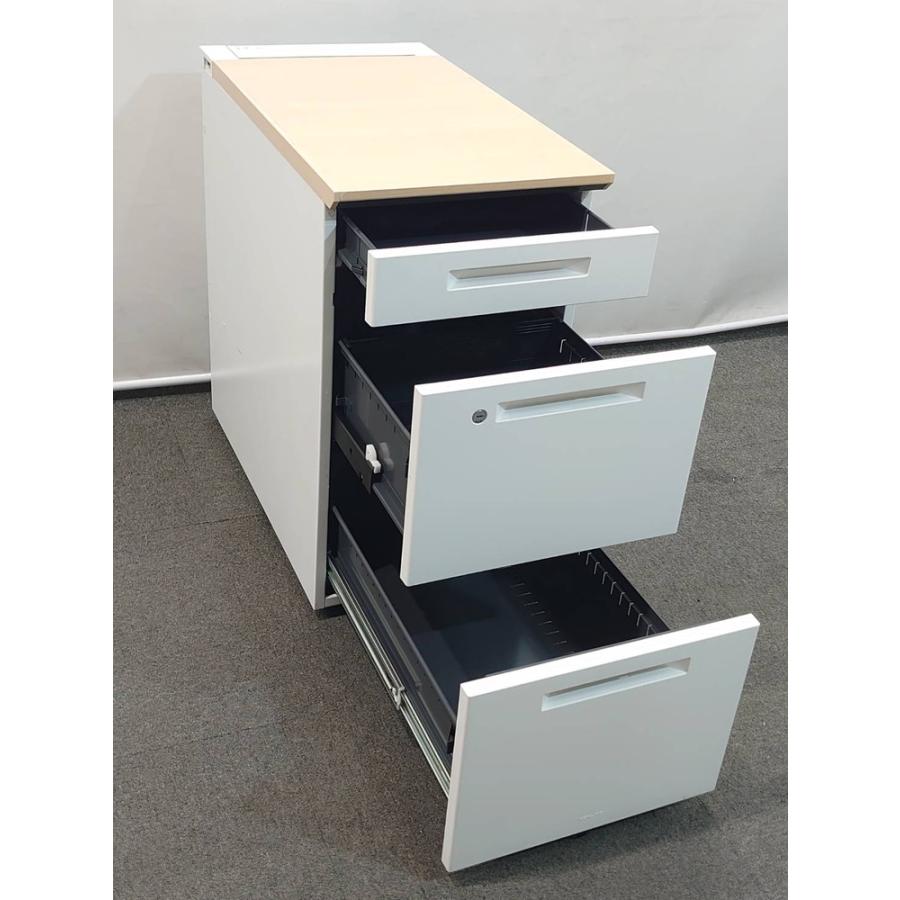 KOKUYO（コクヨ） 美品 脇机 3段 袖机 延長デスク ワゴン iS H720 カギ 