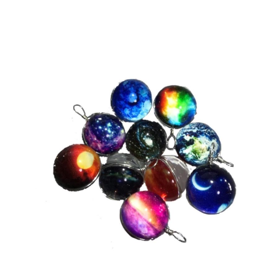アクセサリー ガラスボール チャーム 2個セット (7)ブラックホール