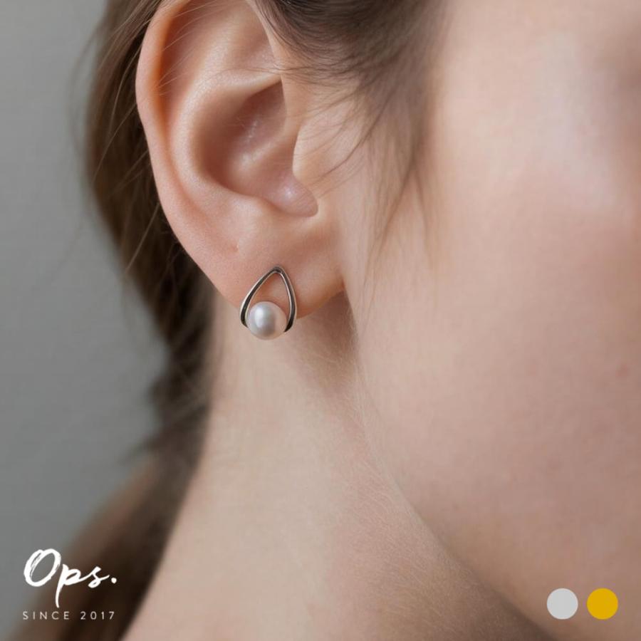 e.m.ピアス ノットピアス パール キャッチ シルバー Ops.（オプス） パール ピアス 一粒 シルバー925 金属アレルギー対応