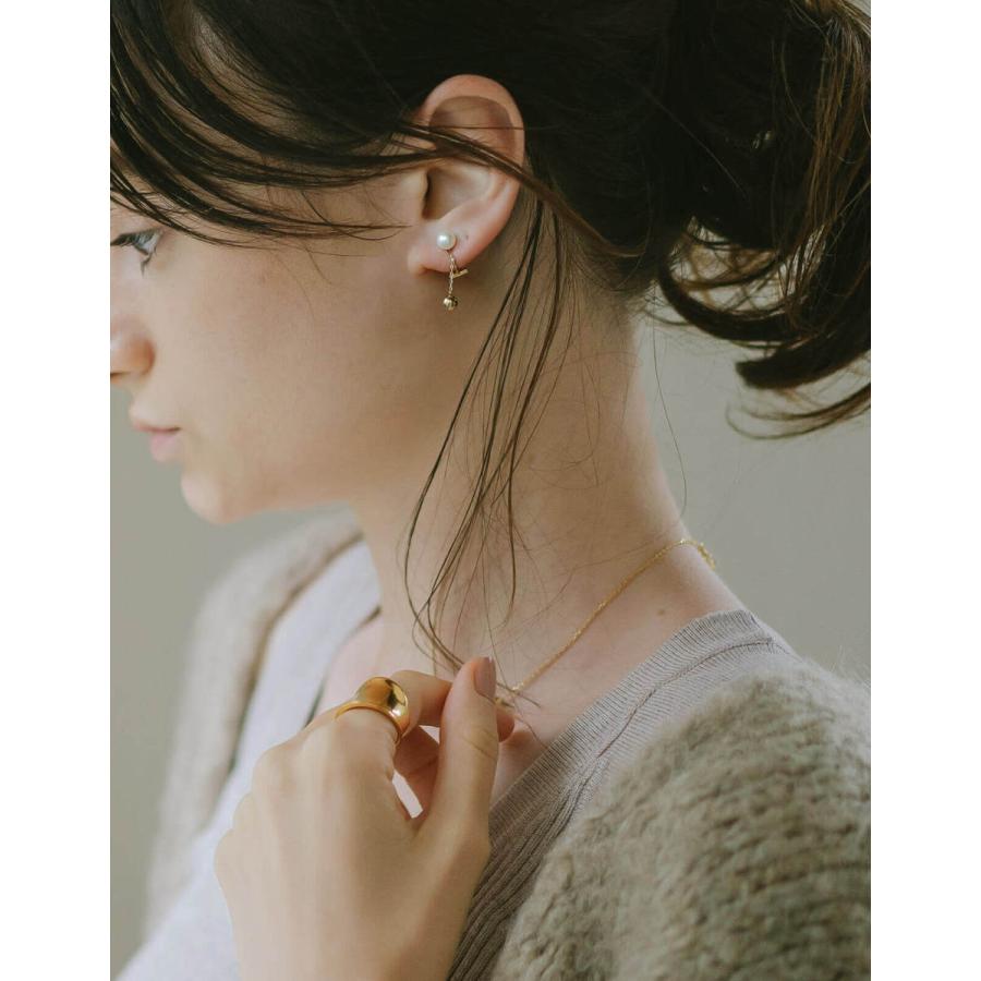 K18金4.5mm akoyaパールチェーンピアス 10.5cm