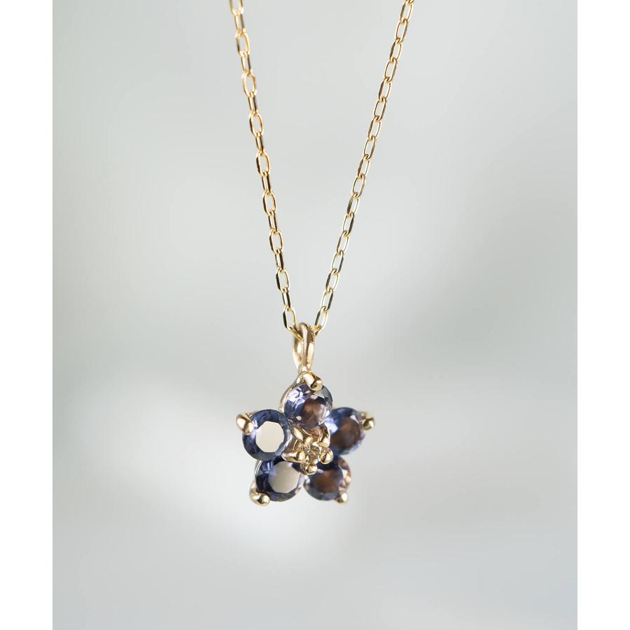 Ops. ネックレス レディース アイオライト 花 ダイヤモンド Ops. ネックレス レディース アイオライト 花 ダイヤモンド