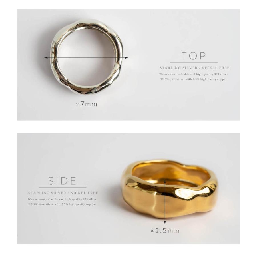 リング レディース シルバー 指輪 金属アレルギー 対応【MOLUNE-Ring モルン】 リング シルバー925 太め 槌目 叩き ハンマー ...
