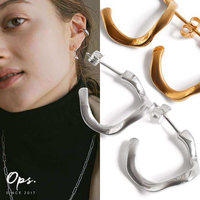 Ops. ピアス シルバー925 ゴールド キャッチ 18k 18金 仕上げ