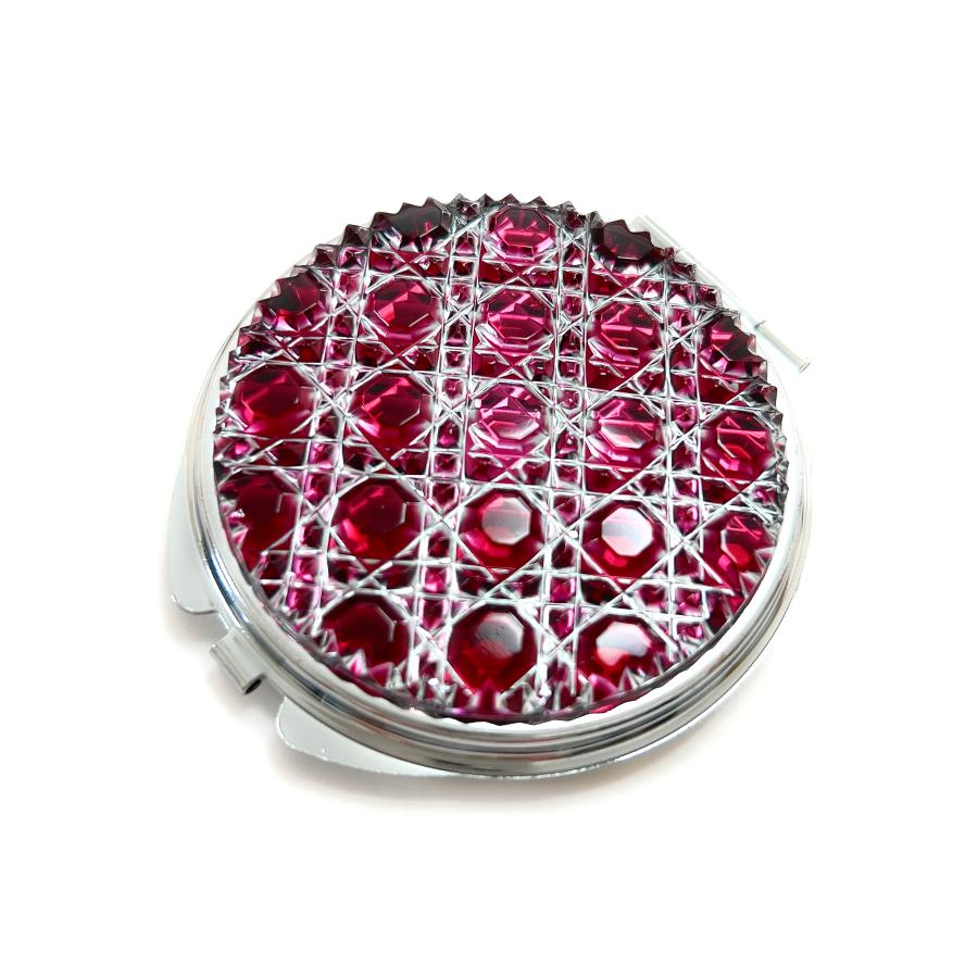 東京切子コンパクトミラー 光籠目　 ~Ruby〜　ルビー　Sivler |  | 01