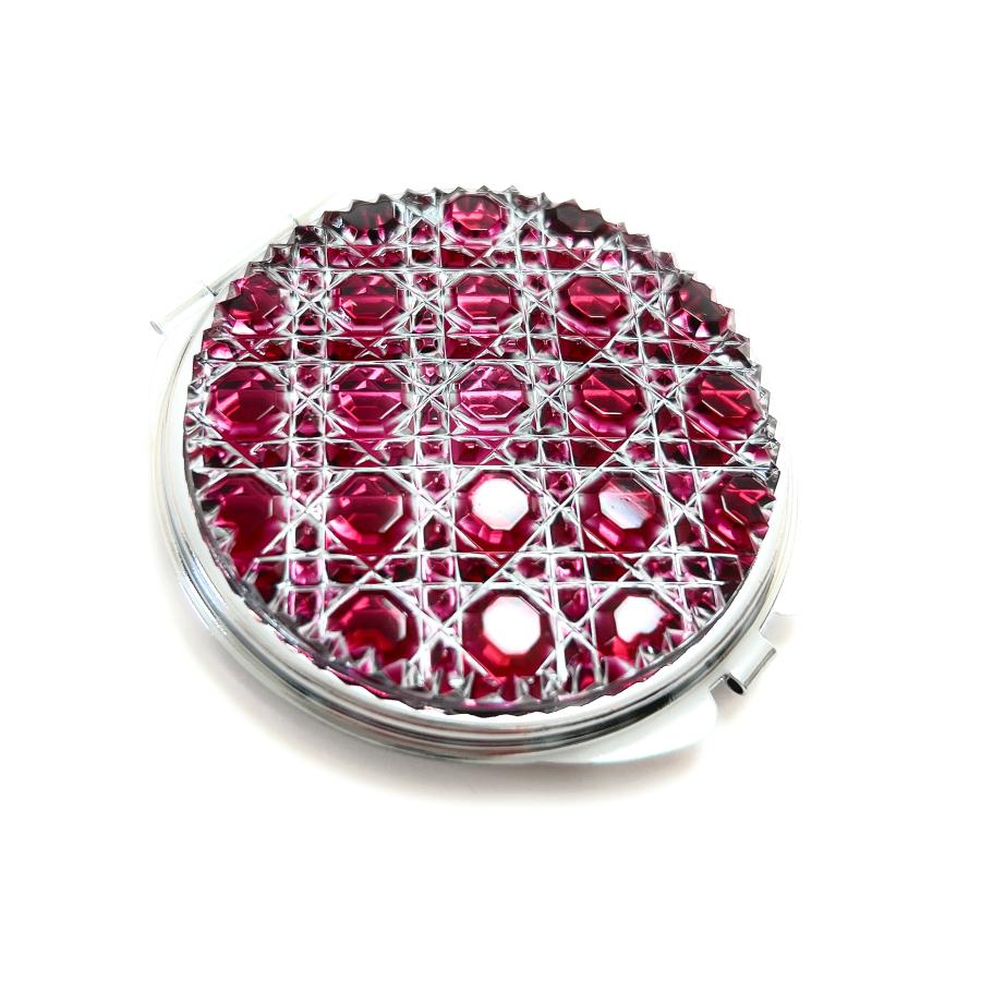 東京切子コンパクトミラー 光籠目　 ~Ruby〜　ルビー　Sivler |  | 03