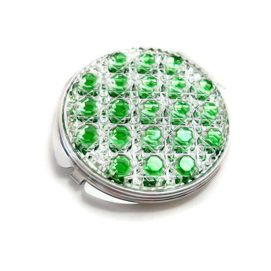 東京切子コンパクトミラー 光籠目  ~Emerald〜 エメラルド  Silverの画像