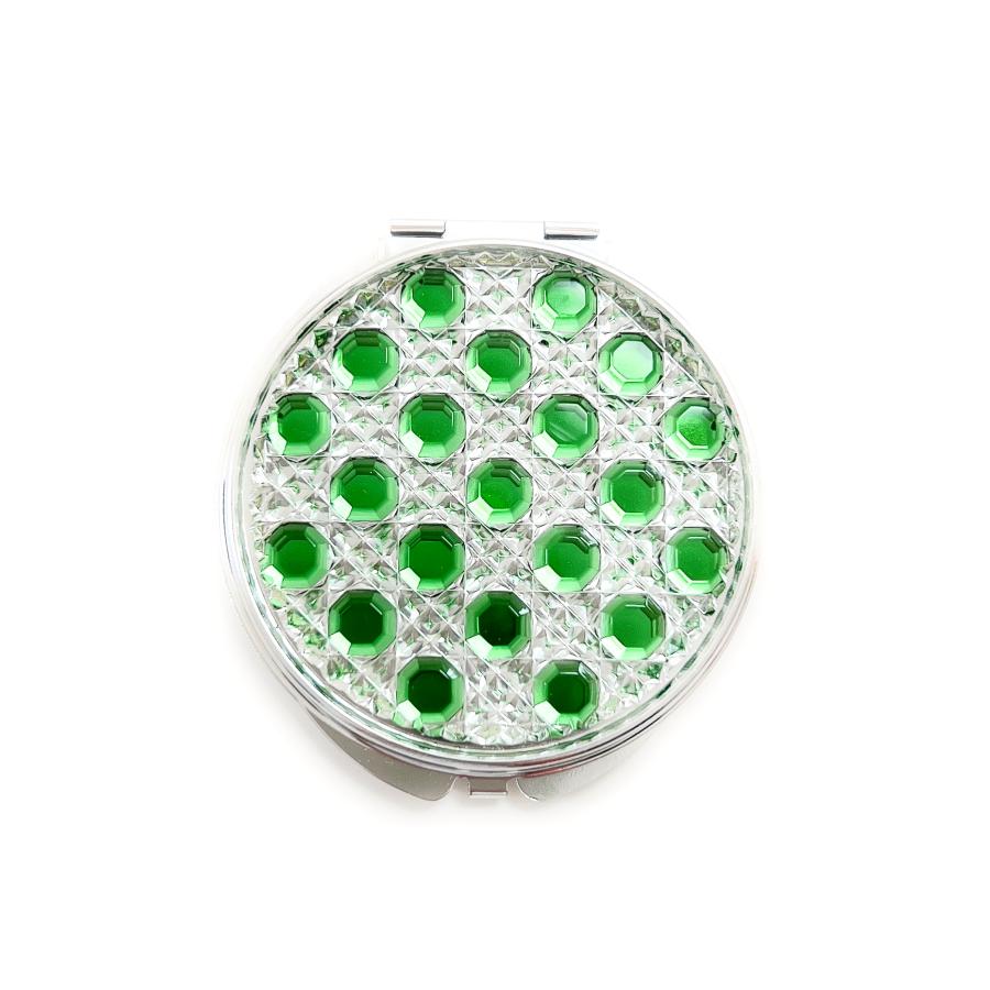 東京切子コンパクトミラー 光籠目  ~Emerald〜 エメラルド  Silverの画像