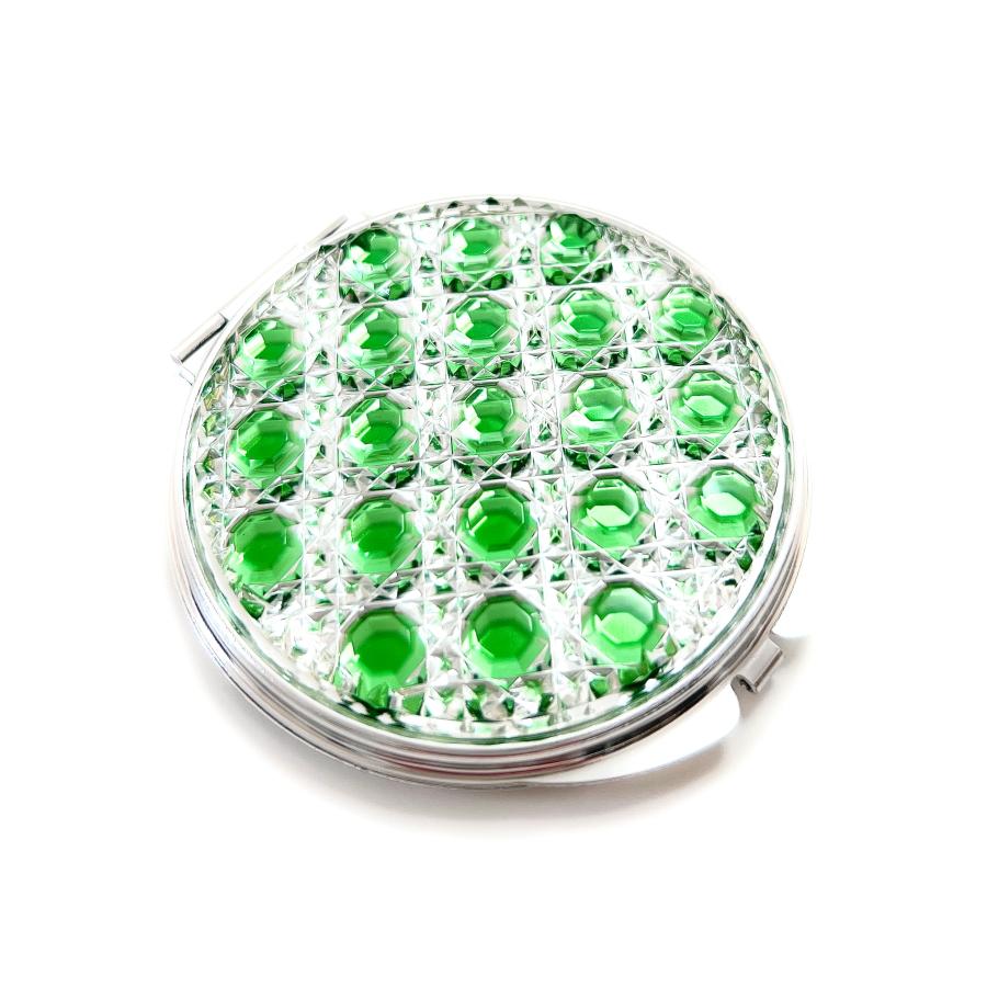 東京切子コンパクトミラー 光籠目  ~Emerald〜 エメラルド  Silverの画像