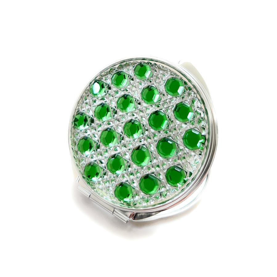 東京切子コンパクトミラー 光籠目  ~Emerald〜 エメラルド  Silverの画像