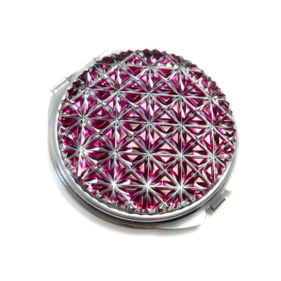 東京切子コンパクトミラー　麻乃葉　 Silver ~Ruby〜　ルビー |  | 03
